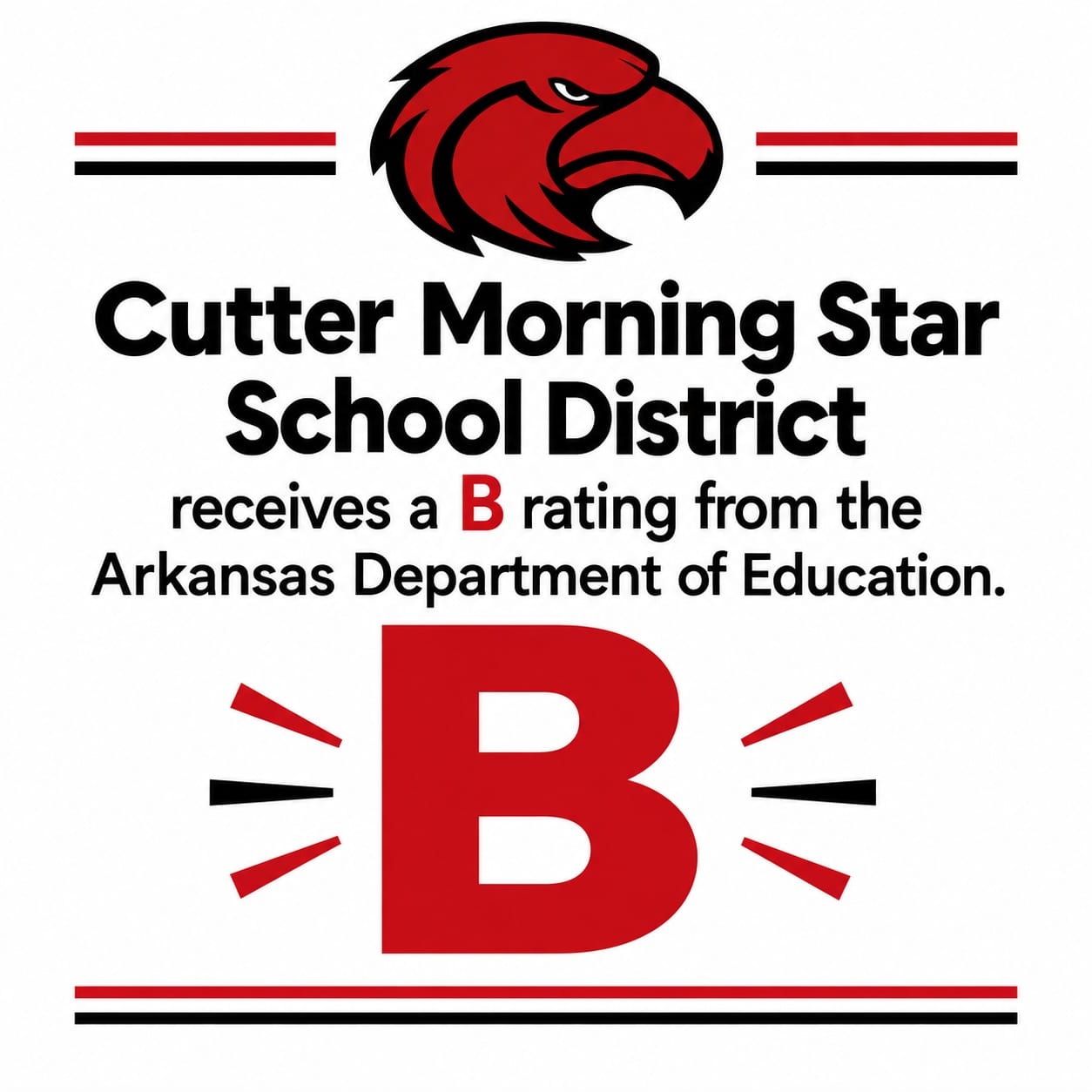 Cutter Morning Star School District receives a B rating from the Arkansas Department of Education